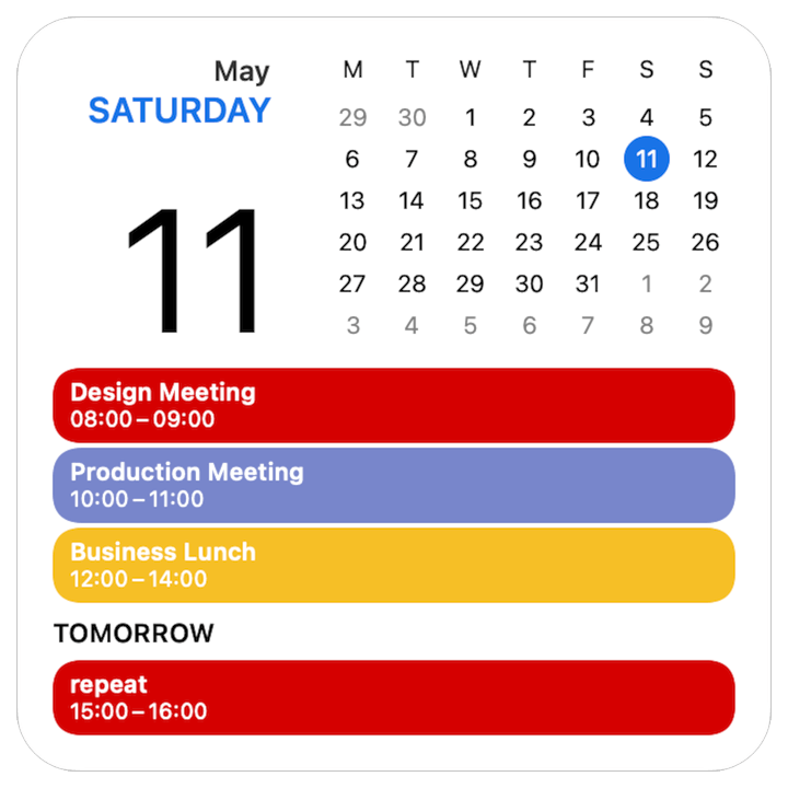Light GCal widget with a month calendar and upcoming events