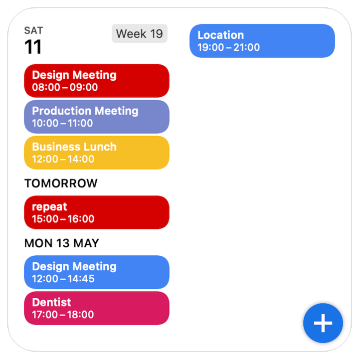 Light GCal widget with a multi-day agenda