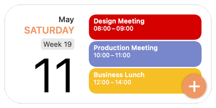 Light GCal widget with a prominent date and daily agenda