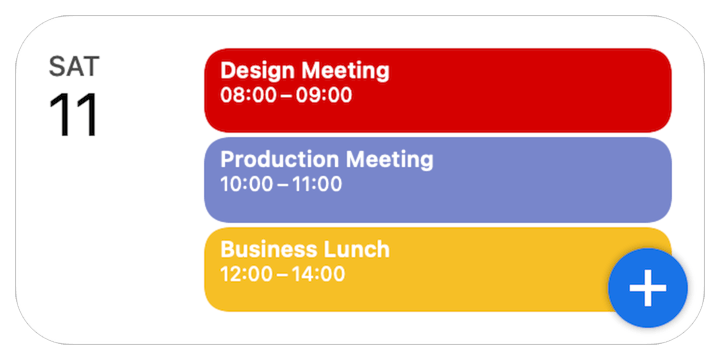 Light GCal agenda widget with color-coded events