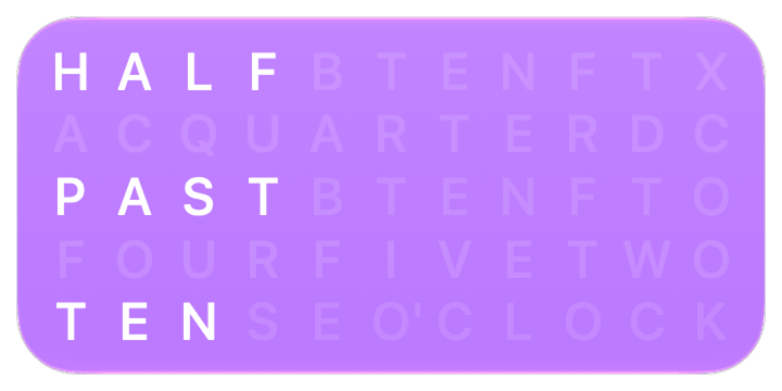 Purple GCal word clock widget